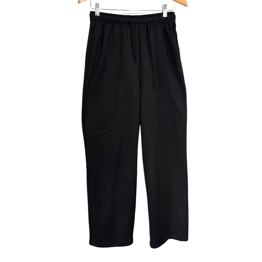 Black Relaxed-Fit Jogger Pants With Elastic Waist & Drawstring Closure Size L